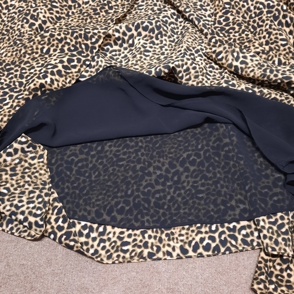 Calvin Klein Leopard Animal Print Lined Asymmetrical Midi Skirt Size 10 New Tags - Picture 5 of 10